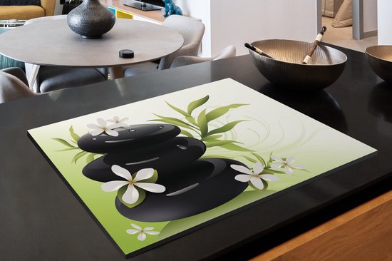 KitchenYeah® Inductie beschermer 78x52 cm - Opgestapelde zen stenen - Kookplaataccessoires - Afdekplaat voor kookplaat - Inductiebeschermer - Inductiemat - Inductieplaat mat