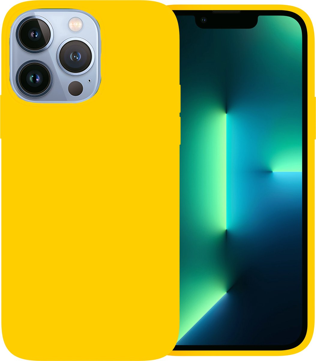 Ceezs telefoonhoesje geschikt voor Apple iPhone 13 Pro hoesje siliconen - backcover - optimale bescherming - Geel