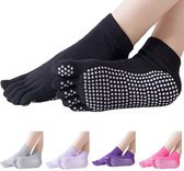 Chaussettes de Yoga FUll Toe I Full Toe Yoga Sock I With Anti Slip Bottom I Anti Slip Chaussettes - Chaussettes Pilates - Zwart - Taille 36-40