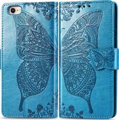 Mobigear Telefoonhoesje geschikt voor Apple iPhone SE (2022) Hoesje | Mobigear Butterfly Bookcase Portemonnee | Pasjeshouder voor 3 Pasjes | Telefoonhoesje voor Pinpas / OV Kaart / Rijbewijs - Blauw