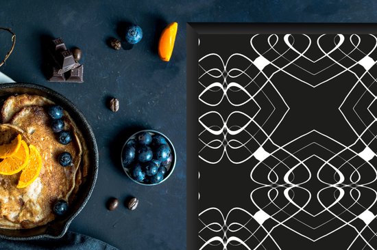 KitchenYeah® Inductie beschermer 60x52 cm - Patroon - Lijn - Zwart Wit - Kookplaataccessoires - Afdekplaat voor kookplaat - Inductiebeschermer - Inductiemat - Inductieplaat mat