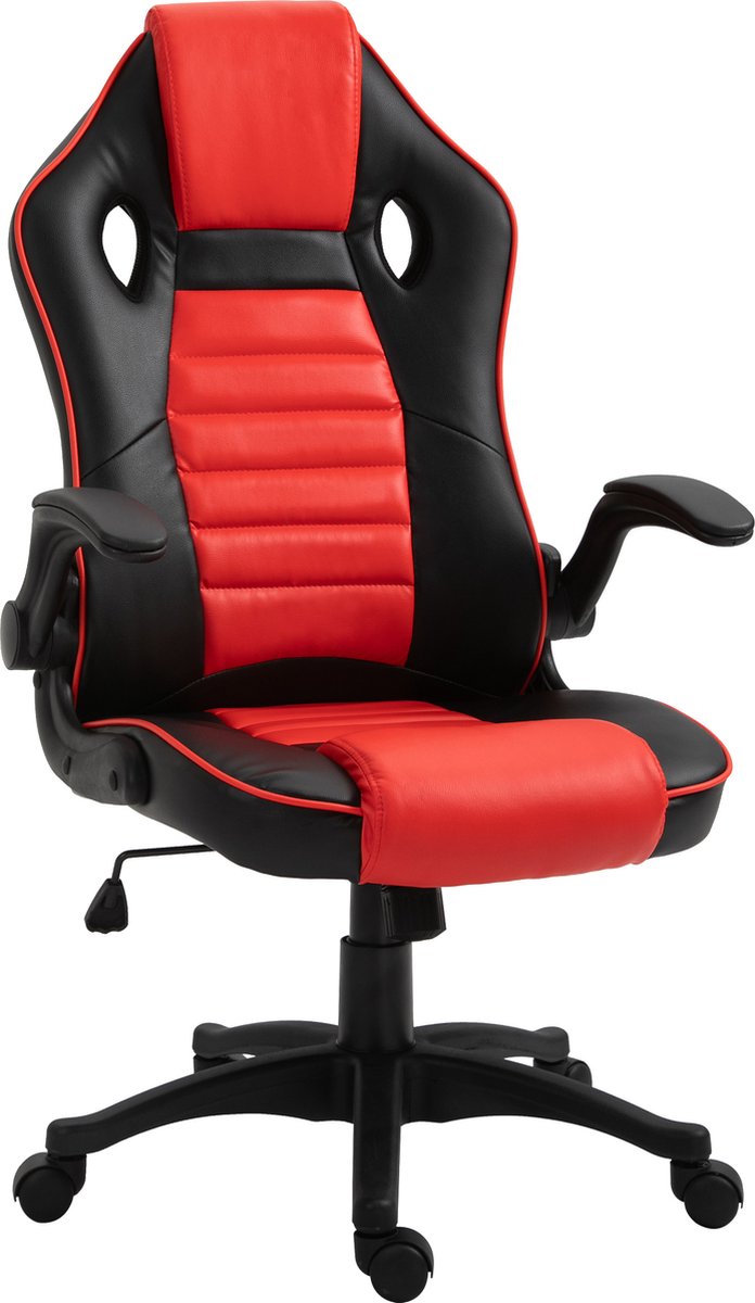 Vinsetto Ergonomische bureaustoel gamestoel verstelbare armleuning PU rood + zwart 921-266