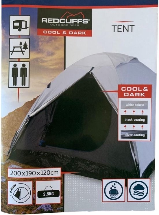 Redcliffs 2 Persoons Kampeertent 200 X 190 X 120 Cm Wit 1 Stuk — afbeelding 2