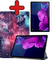 Hoes Geschikt voor Lenovo Tab P11 Plus Hoes Book Case Hoesje Trifold Cover Met Screenprotector - Hoesje Geschikt voor Lenovo Tab P11 Plus Hoesje Bookcase - Galaxy