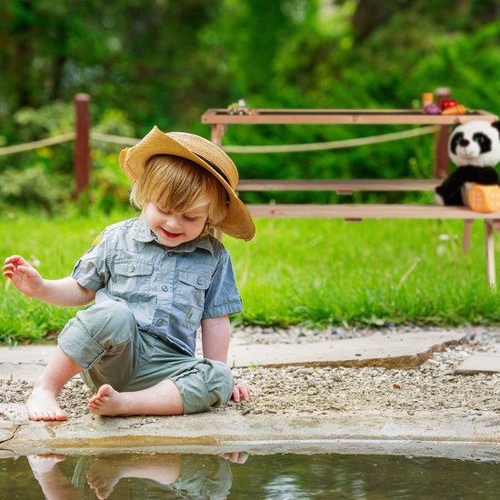 Relaxdays picknicktafel kinderen - houten speeltafel krijtbord - kindertafel buiten - Relaxdays