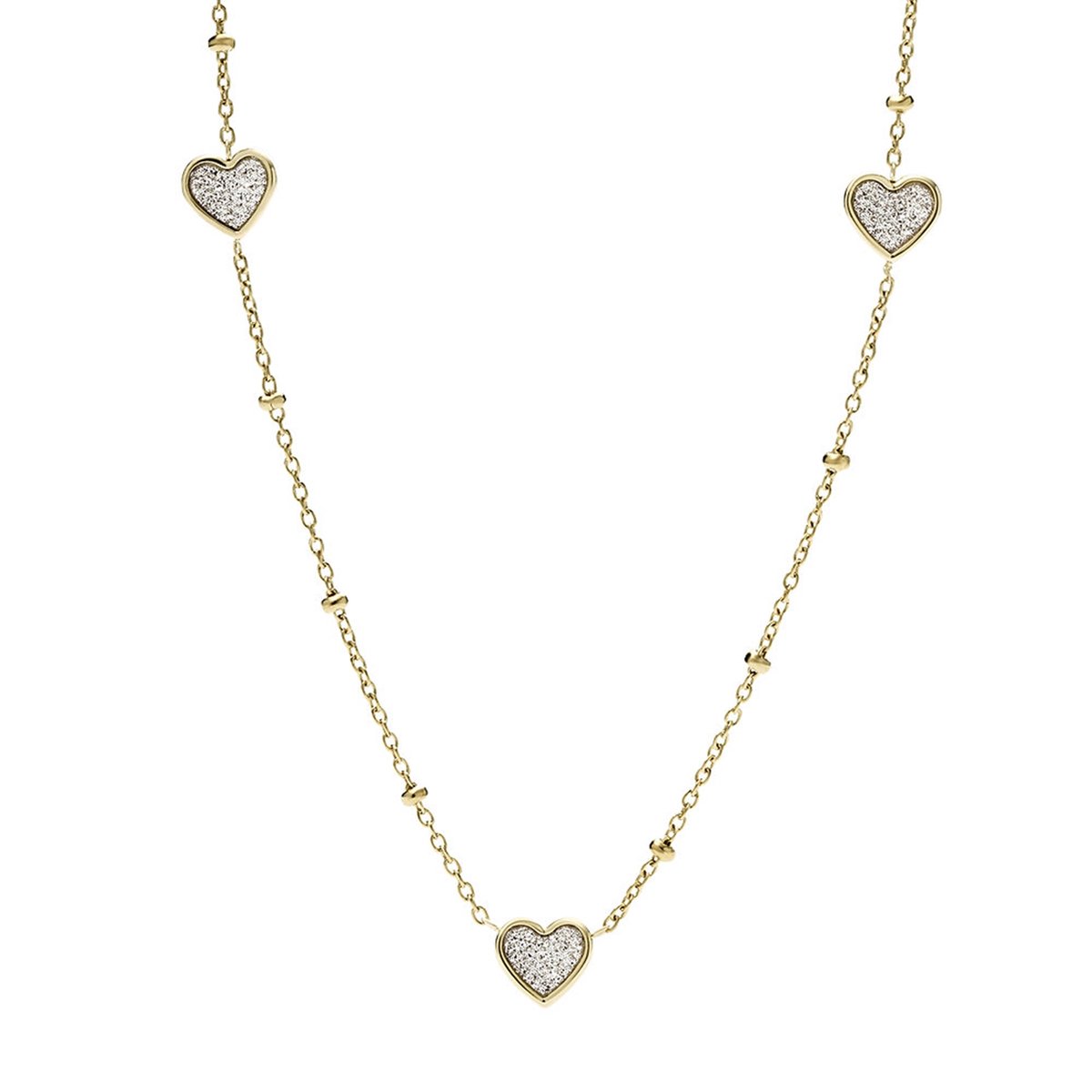 Fossil Damesketting 40 + 5 cm - Staal