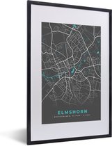 Fotolijst incl. Poster - Stadskaart – Elmshorn – Duitsland – Plattegrond – Kaart - 40x60 cm - Posterlijst
