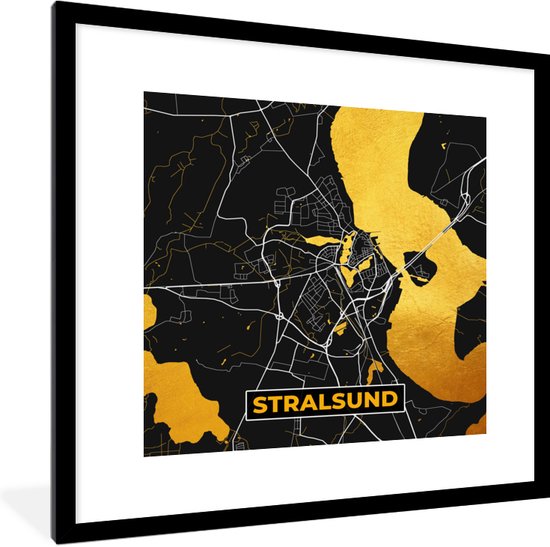 Fotolijst Incl Poster Duitsland Black And Gold Stralsund Stadskaart Kaart Bol Com