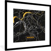 Fotolijst incl. Poster - Hagen - Duitsland - Plattegrond - Goud - Stadskaart - Kaart - 40x40 cm - Posterlijst
