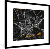 Fotolijst incl. Poster - Black and Gold – Stadskaart – Goslar – Duitsland – Plattegrond – Kaart - 40x40 cm - Posterlijst