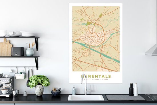 Affiche Herentals - België - Plan de ville - Plan - Plan d'étage - 80x120 cm