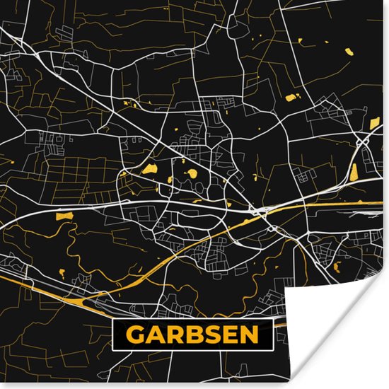 Poster Stadskaart – Kaart – Garbsen – Gold – Duitsland – Plattegrond - 100x100 cm XXL