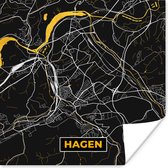 Poster Hagen - Duitsland - Plattegrond - Goud - Stadskaart - Kaart - 30x30 cm