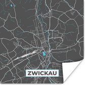 Poster Duitsland – Blauw – Zwickau – Stadskaart – Kaart – Plattegrond - 50x50 cm