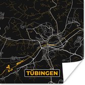 Poster Goud – Duitsland – Plattegrond – Gold – Stadskaart – Kaart – Tübingen - 75x75 cm