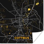 Poster Cottbus - Goud - Kaart - Plattegrond - Stadskaart - Duitsland - 75x75 cm
