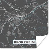 Poster Duitsland – Blauw – Pforzheim – Stadskaart – Kaart – Plattegrond - 100x100 cm XXL