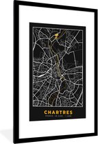 Fotolijst incl. Poster - Kaart - Plattegrond - Frankrijk - Chartres - Stadskaart - 60x90 cm - Posterlijst