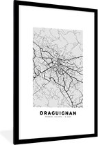 Fotolijst incl. Poster - Plattegrond – Draguignan – Stadskaart – Kaart – Frankrijk - 60x90 cm - Posterlijst