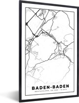 Fotolijst incl. Poster - Baden-Baden - Plattegrond - Kaart - Stadskaart - 60x90 cm - Posterlijst