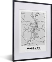 Fotolijst incl. Poster - Stadskaart - Plattegrond - Kaart - Marburg - Duitsland - 30x40 cm - Posterlijst