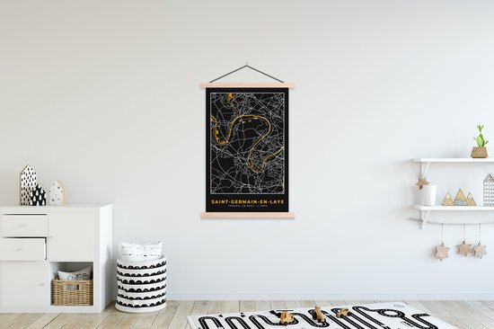 Porte-affiche avec Poster - Affiche scolaire - Plan - Carte - France - Saint-Germain-en-Laye - Plan de la ville - 120x180 cm - Lattes vierges