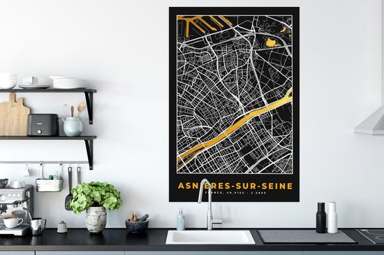 Poster Plattegrond – Asnières-sur-Seine – Stadskaart – Kaart – Frankrijk - 80x120 cm - PosterMonkey