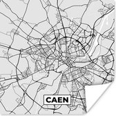Poster Plattegrond - Kaart - Stadskaart - Frankrijk - Caen - 50x50 cm