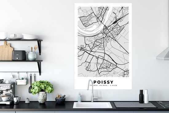 Affiche Plan - Carte - Plan de ville - France - Poissy - 80x120 cm