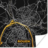 Poster Rouen - Kaart – Plattegrond – Frankrijk – Stadskaart - 100x100 cm XXL