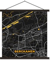 Posterhanger incl. Poster - Schoolplaat - Duitsland – Black and Gold – Bergkamen – Stadskaart – Kaart – Plattegrond - 40x40 cm - Zwarte latten - Plattegrond
