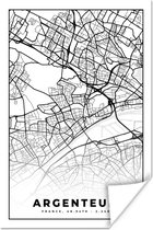 Poster Stadskaart - Plattegrond - Argenteuil - Kaart - Frankrijk - Zwart wit - 80x120 cm