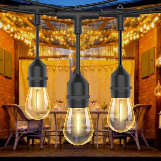 Svater Lichtsnoer voor buiten, dimbaar, 60 m, G40 led-lichtketting, 104 plastic lampen, waterdicht, IP45, timer, koppelbaar, voor buiten, terras, bomen, feestdecoratie, 2700 K, warm wit (2 x 30 m