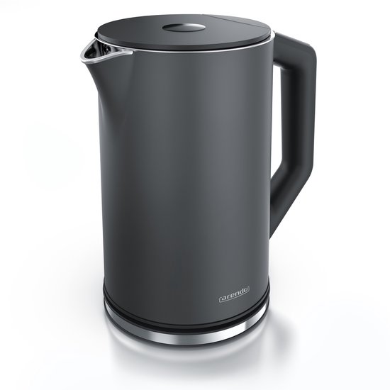 Arendo ELEGANT waterkoker 1,5 l 2200 W Zwart, Zilver