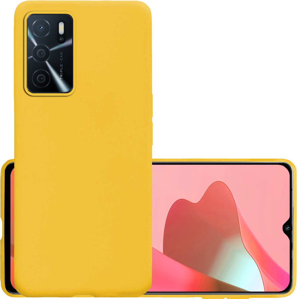 Hoesje - Geschikt voor OPPO A16s - Sterk & Shockproof - Hoes Cover - Siliconen Case - Geel