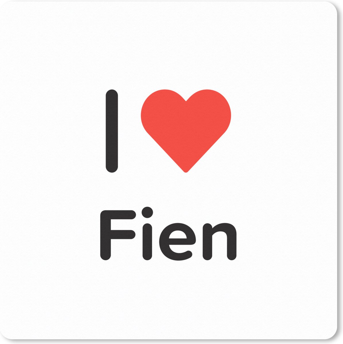 Muismat XXL - Bureau onderlegger - Bureau mat - I love - Fien - Meisje - 80x80 cm - XXL muismat