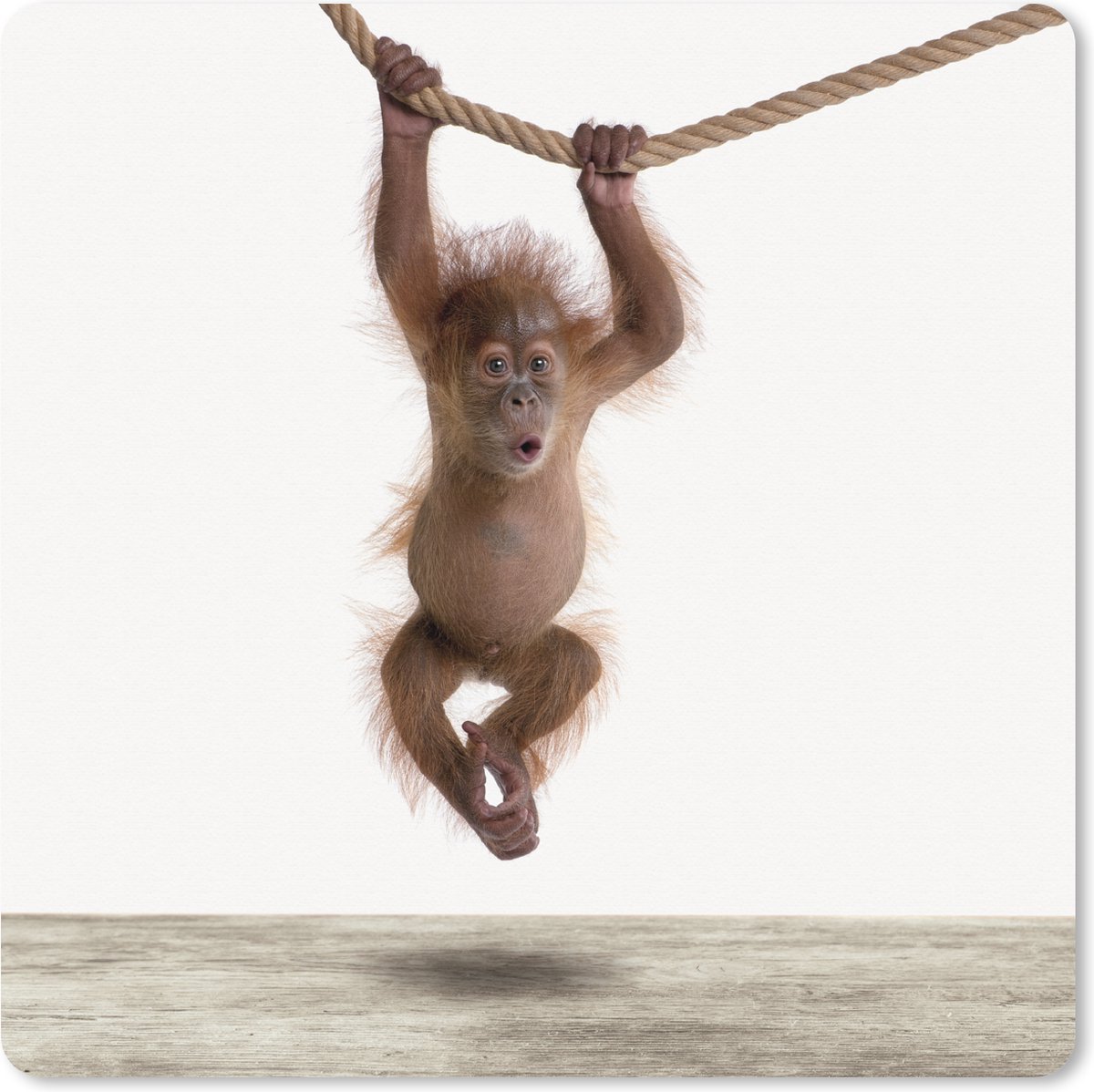 Muismat XXL 80x80 cm - Bureau onderlegger - Bureau mat Aap - Dieren - Kinderen - Orang Oetan - Jongetjes - Meisjes - Bureaumat - Gaming mousepad xl - Bureaulegger groot - Computer deskmat