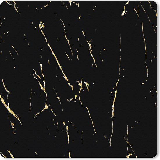 Tapis de souris XXL - Sous-main - Tapis de bureau - Marbre - Zwart - Or - Luxe - 60x60 cm - Tapis de souris XXL
