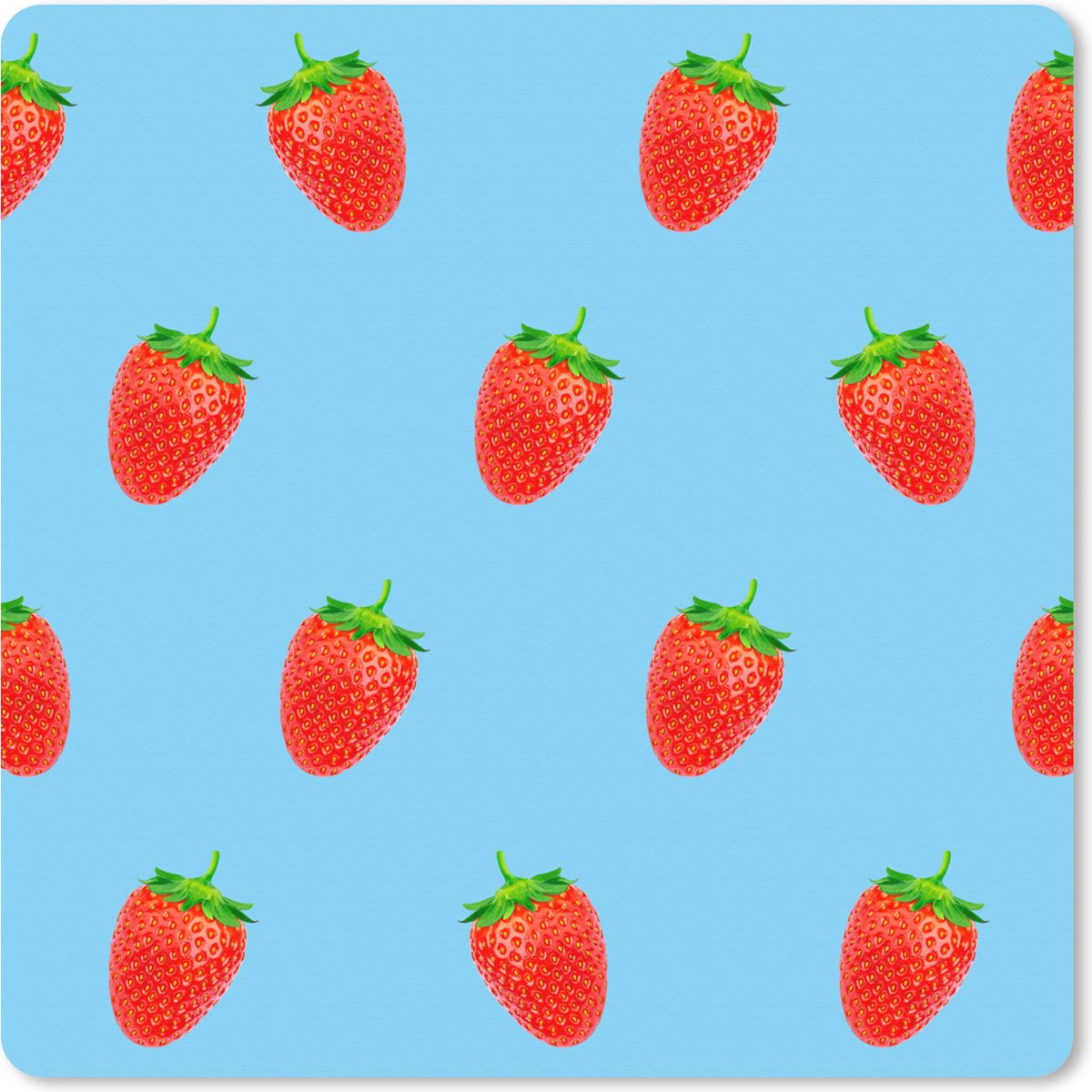 Muismat XXL 60x60 cm - Bureau onderlegger - Bureau mat Aardbei - Patroon - Zomer - Bureaumat - Gaming mousepad xl - Bureaulegger groot - Computer deskmat