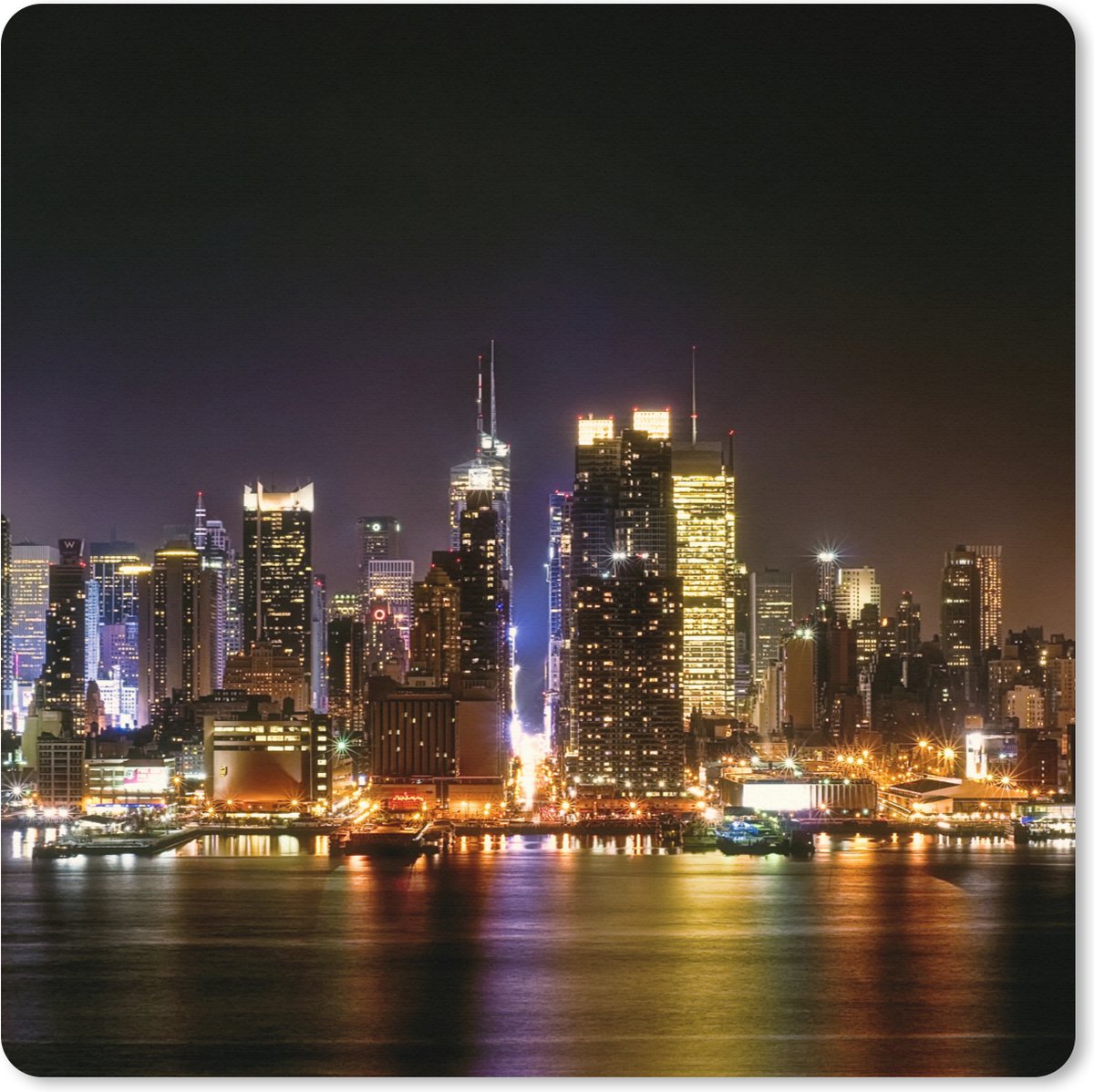 Muismat XXL 60x60 cm - Bureau onderlegger - Bureau mat New York - Manhattan - Skyline - Bureaumat - Gaming mousepad xl - Bureaulegger groot - Computer deskmat