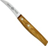 Krom Solingen Couteau à Tourner / Couteau à Éplucher - Courbé - Lame 6 cm - Bois d'Olivier