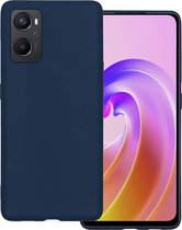 Hoes Geschikt voor OPPO A76 Hoesje Siliconen Back Cover Case - Hoesje Geschikt voor OPPO A76 Hoes Cover Hoesje - Donkerblauw