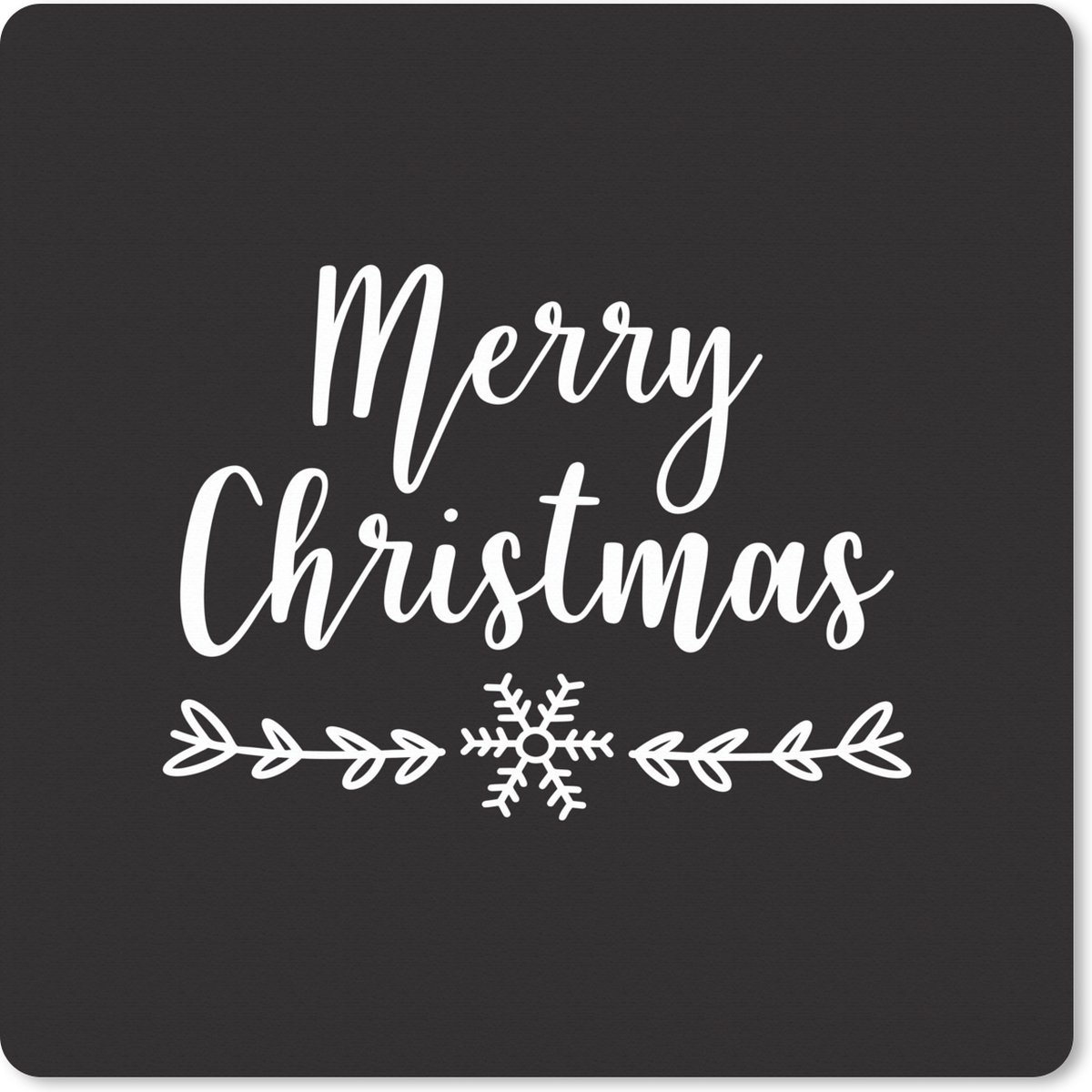Muismat XXL 50x50 cm - Bureau onderlegger - Bureau mat Kerst quote "Merry Christmas" tegen een zwarte achtergrond - Bureaumat - Gaming mousepad xl - Bureaulegger groot - Computer deskmat - Kerst - Cadeau - Kerstcadeau voor mannen en voor vrouwen