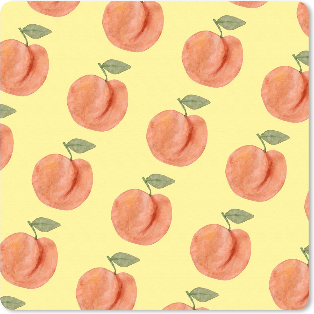 Muismat XXL 60x60 cm - Bureau onderlegger - Bureau mat Perziken - Fruit - Sjablonen - Bureaumat - Gaming mousepad xl - Bureaulegger groot - Computer deskmat