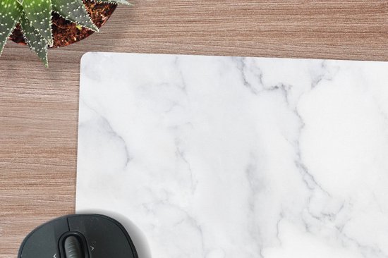 Tapis de souris XXL - Sous-main - Tapis de bureau - Marbre - Wit - Grijs - Luxe - Aspect marbre - Pierre - 60x60 cm - Tapis de souris XXL