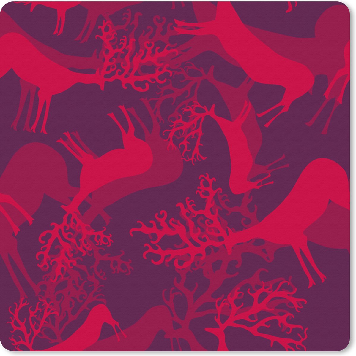 Muismat XXL 60x60 cm - Bureau onderlegger - Bureau mat Hert - Patroon - Kleuren - Bureaumat - Gaming mousepad xl - Bureaulegger groot - Computer deskmat