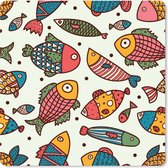 Muismat XXL - Bureau onderlegger - Bureau mat - Patroon - Zee - Vis - Zeedieren - 50x50 cm - XXL muismat
