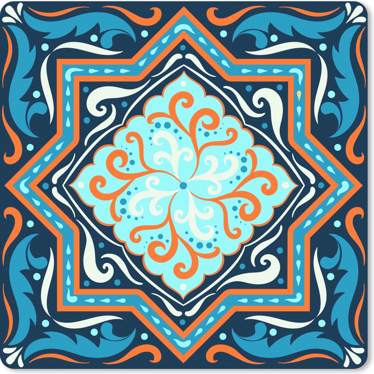 Muismat XXL 50x50 cm - Bureau onderlegger - Bureau mat Vormen - Blauw - Patronen - Bureaumat - Gaming mousepad xl - Bureaulegger groot - Computer deskmat