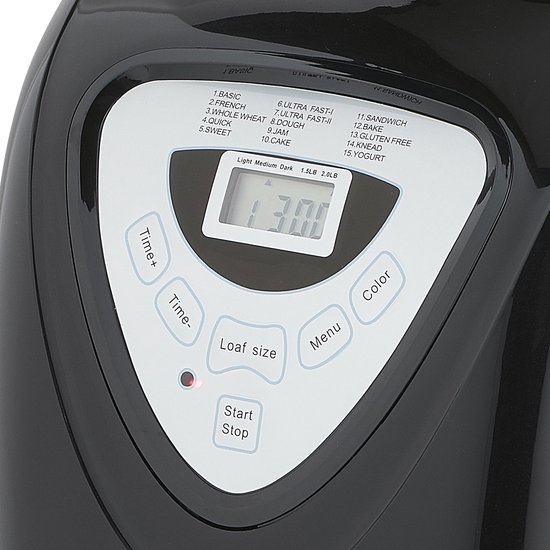 Princess Broodbakmachine 152009 - Timer - Digitaal scherm - 15 bakprogramma’s - Glutenvrij Programma - 900 Gr - 600 Watt - Zwart/Zilver
