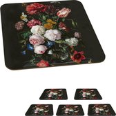 Sous-verres -verres pour verres - Nature morte aux fleurs dans un vase en verre - Peinture de Jan Davidsz. de Heem - 10x10 cm - 6 pièces
